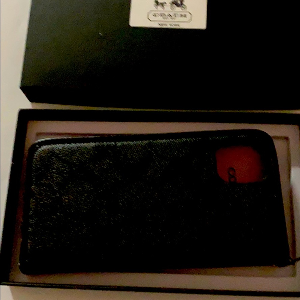 Coach black and grey outside tan inside iPhone 11